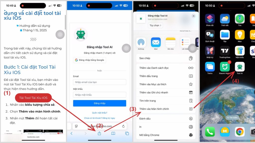 Thêm Tool Tài Xỉu iOS vào Màn hình chính